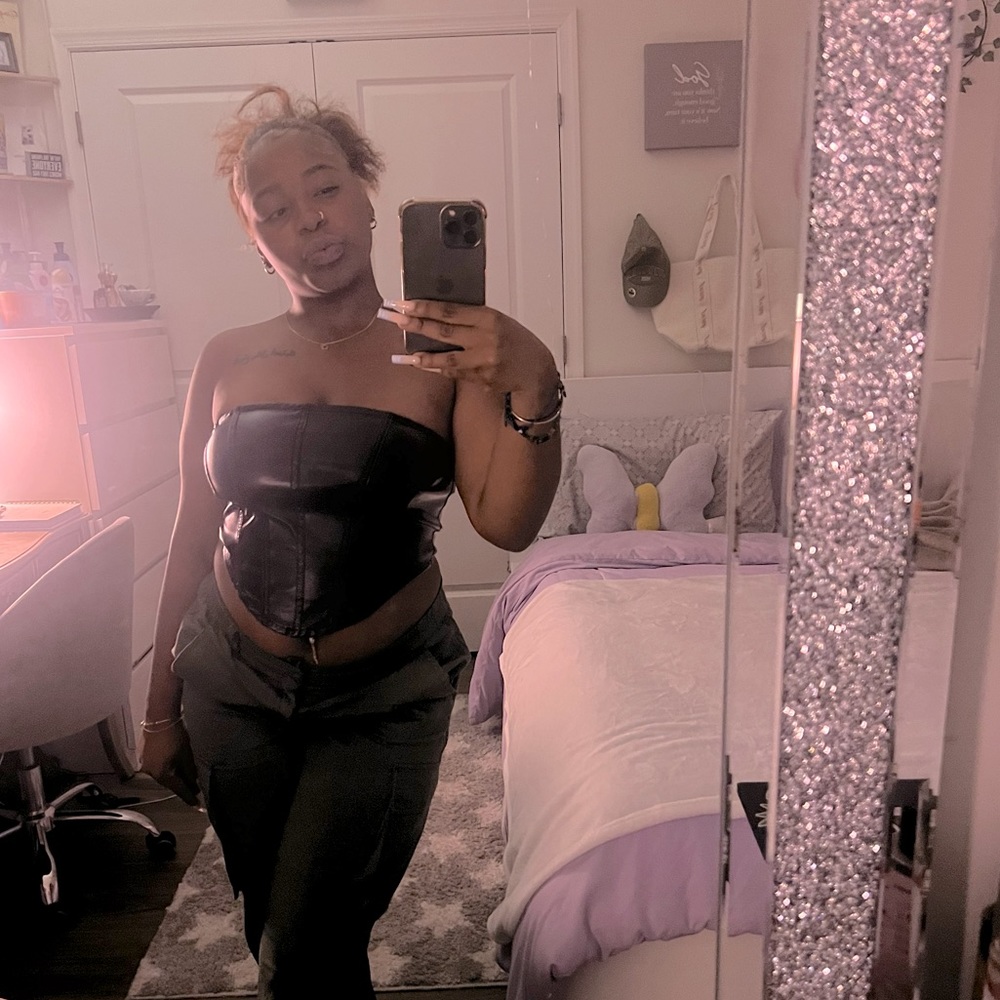 Faux leather tube top